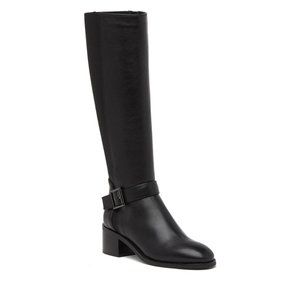 Aquatalia Jessa Leather Riding Boot Black Leather Stretch Boot Size 7.5